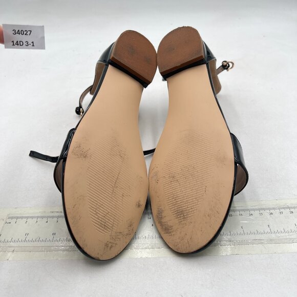 YDN Black Block Low Heel Sandals Open Toe Ankle Strap Patent Comfortable Shoes - Picture 7 of 8